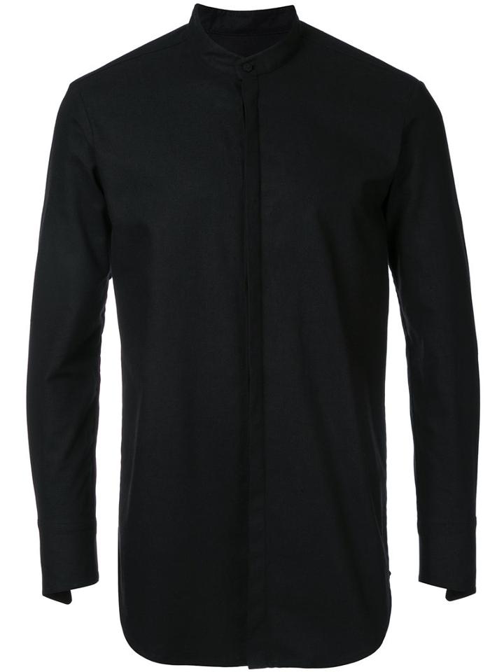 Strateas Carlucci - Stand Shirt - Men - Linen/flax/wool - S, Black, Linen/flax/wool
