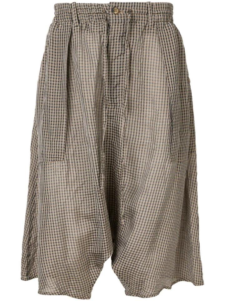 Forme D'expression Printed Drop-crotch Shorts - Brown