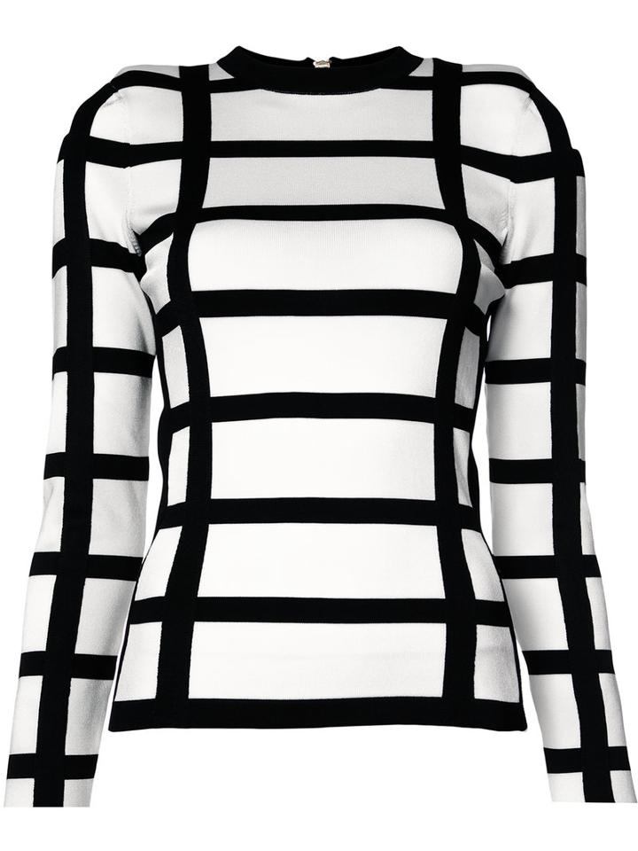 Balmain Grid Print Top, Women's, Size: 38, White, Spandex/elastane/viscose