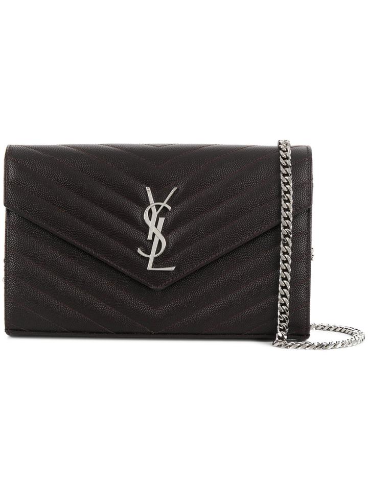 Saint Laurent Monogram Chain Wallet - Brown