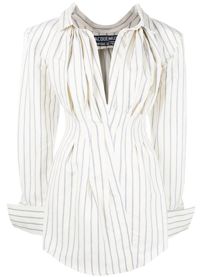 Jacquemus Striped Shirt Dress, Women's, Size: 40, White, Cotton/linen/flax