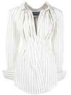 Jacquemus Striped Shirt Dress, Women's, Size: 40, White, Cotton/linen/flax
