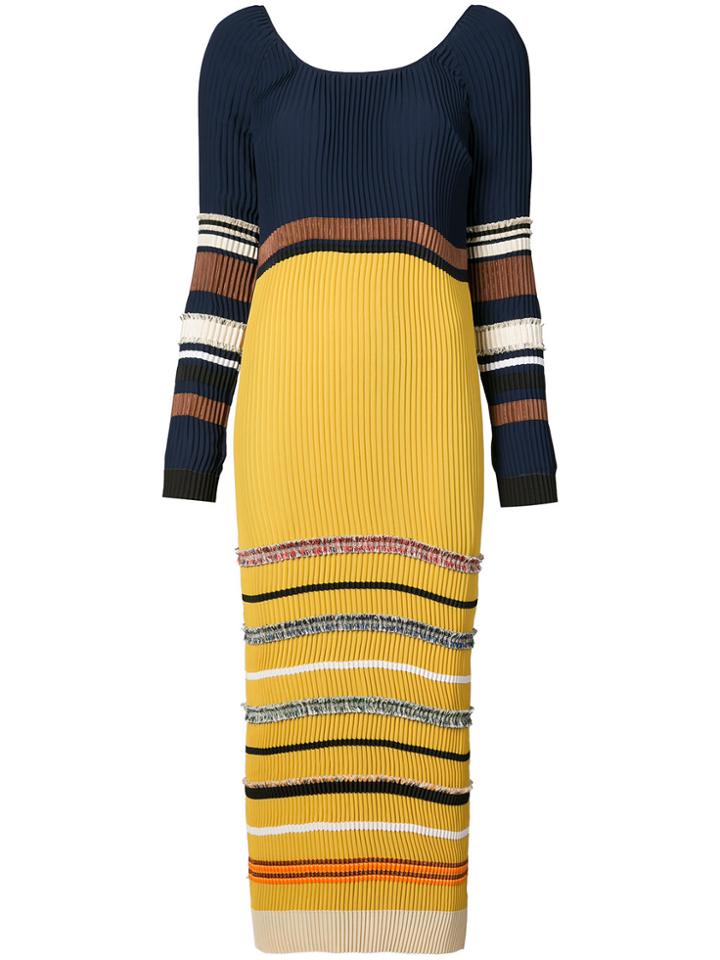 Derek Lam Long Sleeve Scoopneck Dress - Blue