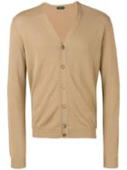 Zanone Button Fitted Cardigan - Brown