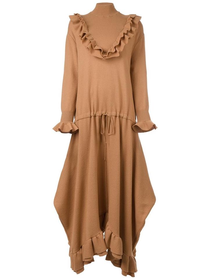 Stella Mccartney Felted Frills Knit Dress, Women's, Size: 40, Nude/neutrals, Polyamide/spandex/elastane/wool/virgin Wool