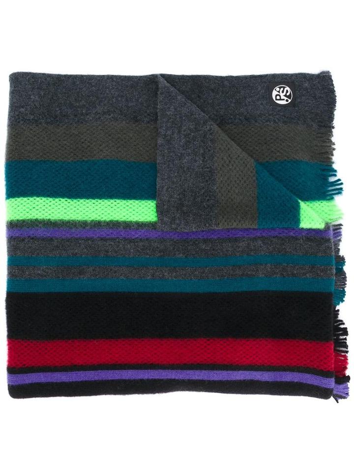 Ps By Paul Smith Striped Pattern Scarf, Men's, Virgin Wool