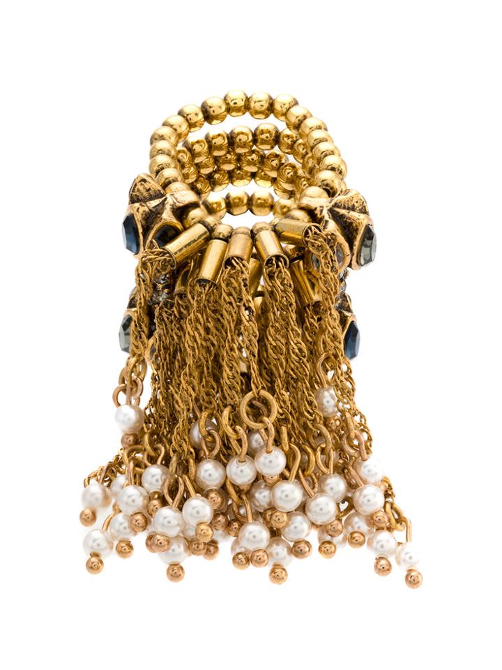 Camila Klein Botão Com Pérolas Ring - Metallic