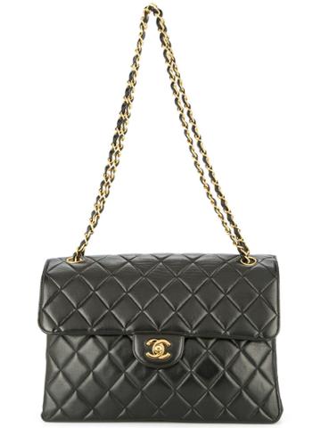 Chanel Vintage Quilted Cc Logos Both Sides Flap Shoulder Bag - Black