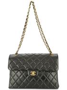 Chanel Vintage Quilted Cc Logos Both Sides Flap Shoulder Bag - Black