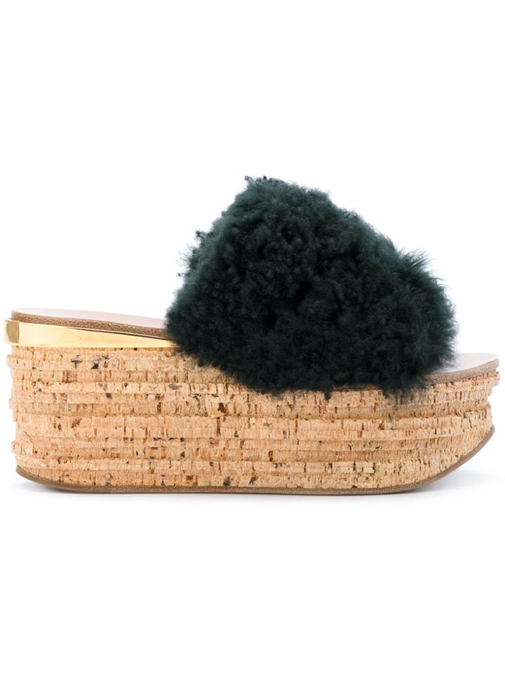Chloé Camille Shearling Mules - Black