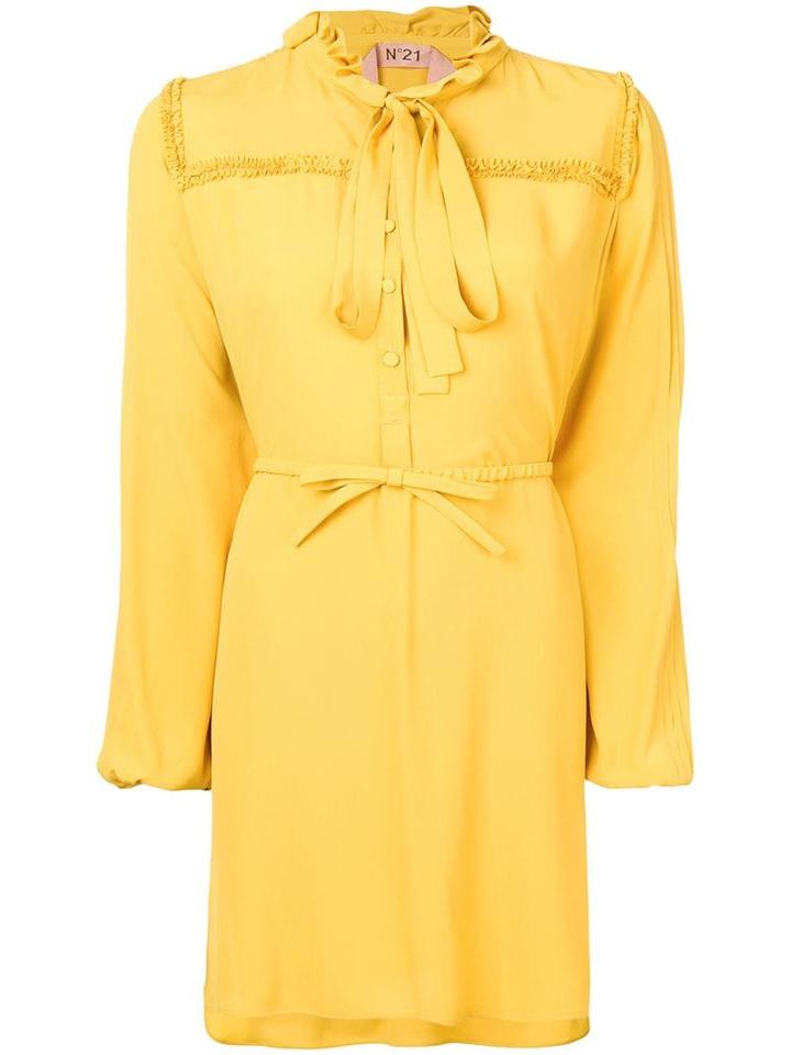 Nº21 Long-sleeve Flared Shirt Dress - Yellow