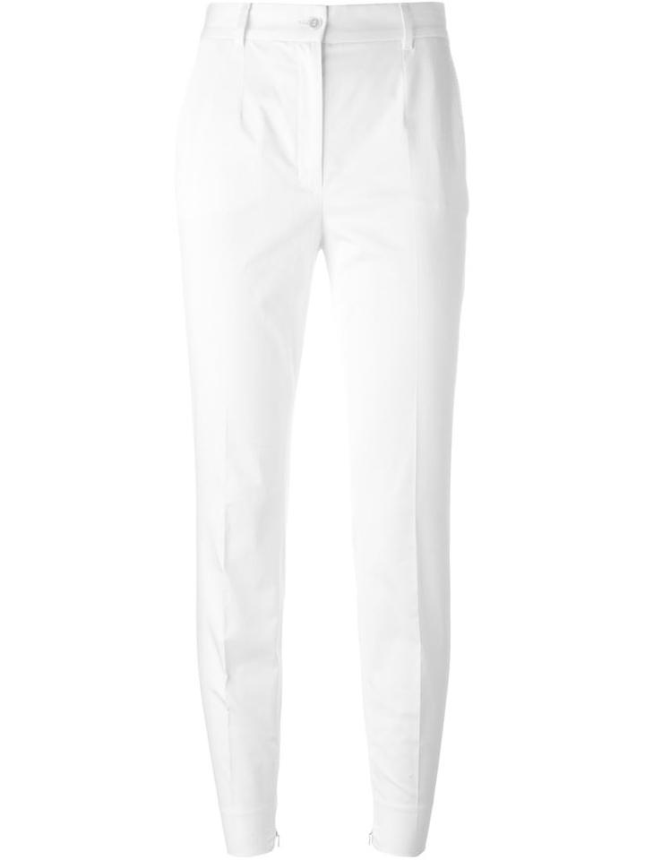 Dolce & Gabbana Tapered Trousers, Women's, Size: 44, White, Cotton/spandex/elastane