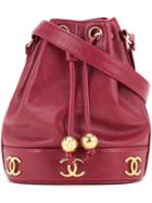 Chanel Pre-owned Logo Bucket Bag - Red