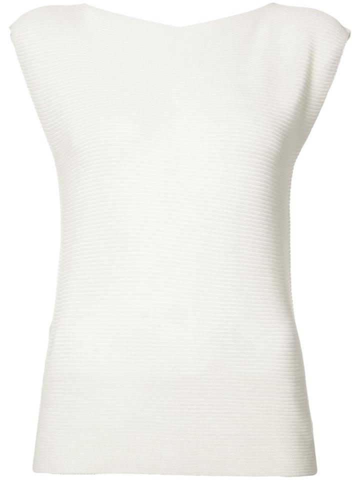 132 5. Issey Miyake Pleated Texture Tank - White