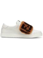 Fendi Ff Fur Trim Sneakers - White