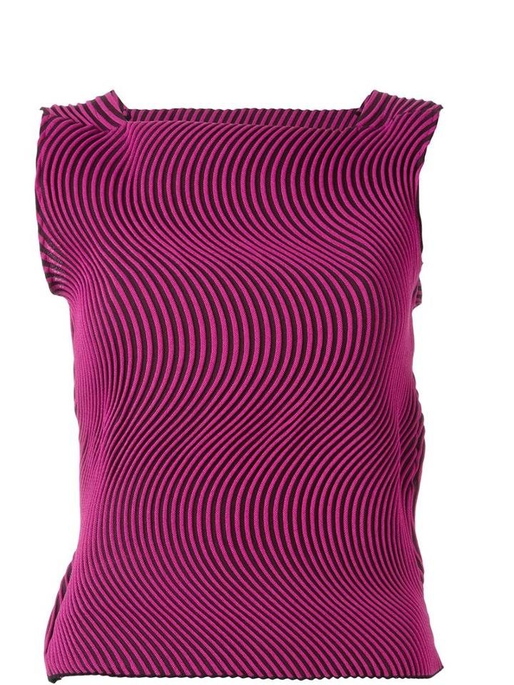 Issey Miyake Wave Pleated Sleeveless Top