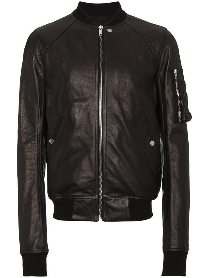 Rick Owens Raglan Leather Bomber Jacket - Black