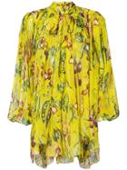 Dolce & Gabbana Oversized Pussy Bow Blouse - Yellow & Orange