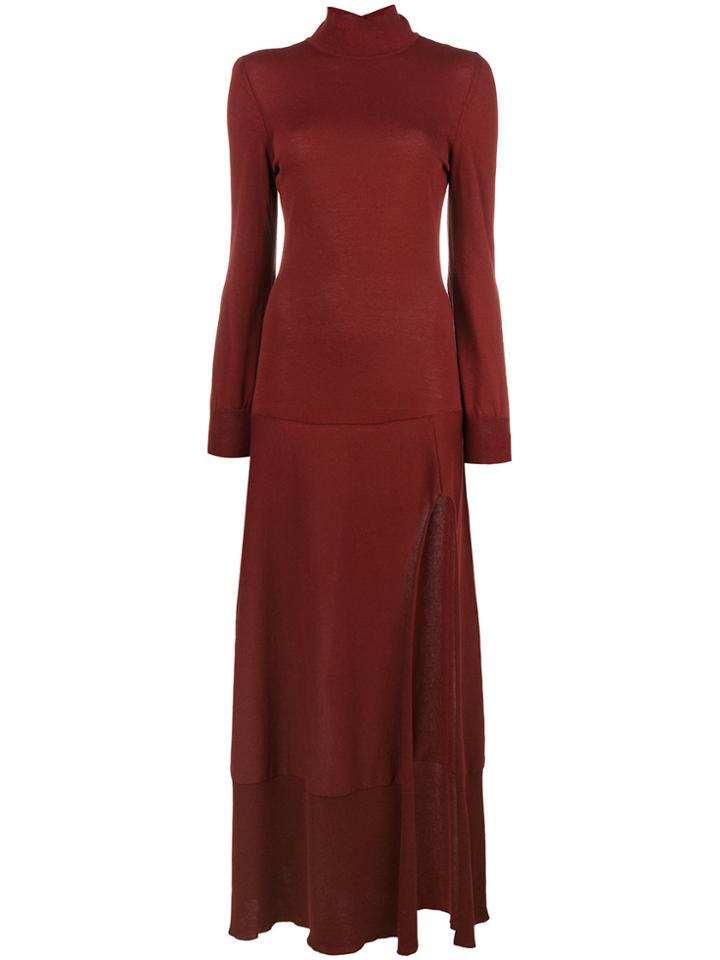 Jacquemus Side Slit Long Dress - Red