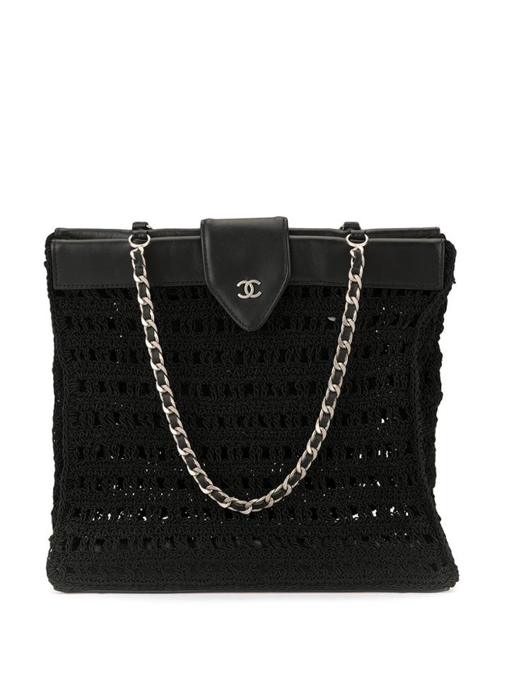 Chanel Pre-owned 1998 Cc Woven Tote - Black