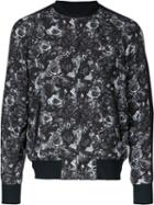 Roar Rose Print Bomber Jacket, Men's, Size: Iii, Black, Polyester