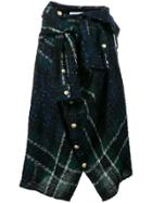 Faith Connexion Asymmetric Check Wrap Shirt Skirt - Blue