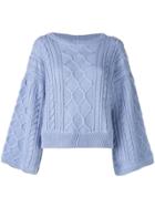 I Love Mr Mittens Cabled Kimono Sleeve Jumper - Blue