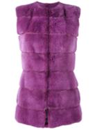 Liska Mink Fur Gilet, Women's, Size: Medium, Pink/purple, Mink Fur