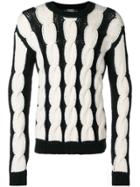 Balmain Bicolour Cable Knit Swetaer - White