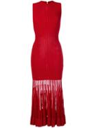 Alexander Mcqueen Sleeveless Ribbed Knit Dress - Red