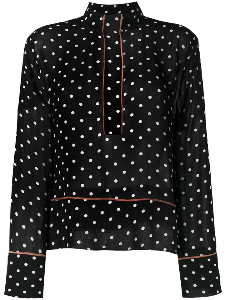 Ganni Monette Polka Dot Blouse - Black