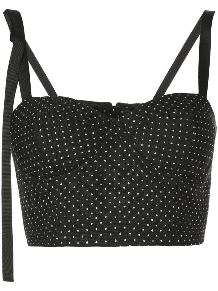 Rosie Assoulin Polka Dot Bustier Top - Black