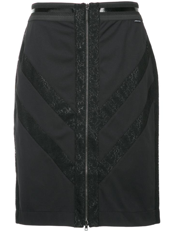 Marc Cain Chevron Zip Front Skirt - Black