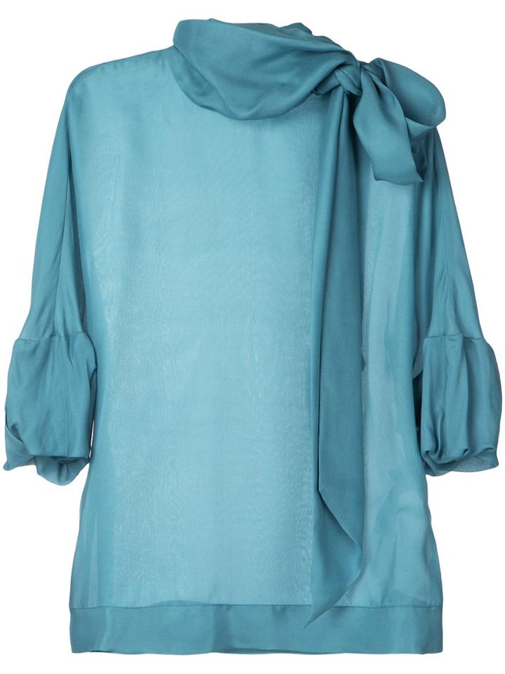 Paule Ka Tie Neck Woven Top - Green