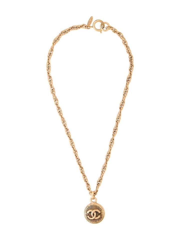 Chanel Vintage Double Face Cc Necklace, Women's, Metallic