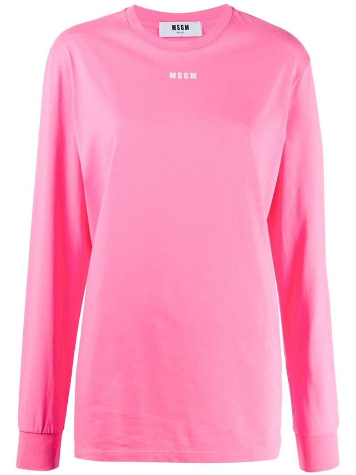 Msgm Logo Long-sleeved T-shirt - Pink