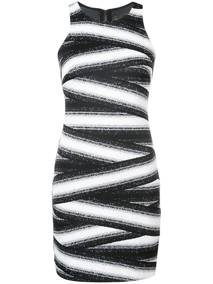 Nicole Miller Striped Fitted Dress - Black