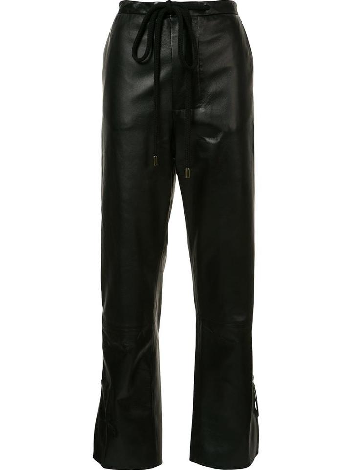 Marni Drawstring Leather Trousers, Women's, Size: 38, Black, Silk/lamb Skin