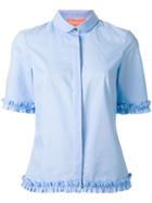 Paskal Ruffled Trim Shirt, Women's, Size: Medium, Blue, Cotton/spandex/elastane