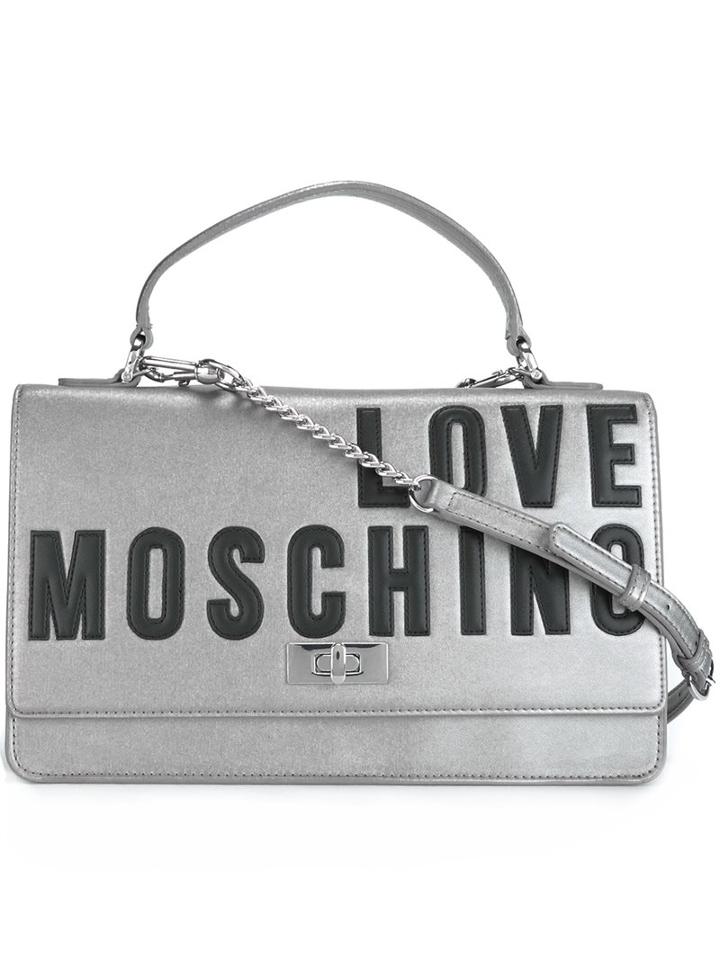 Love Moschino Logo Shoulder Bag, Women's, Grey