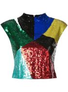 Alice+olivia Cut-out Detail Sequined Top - Multicolour