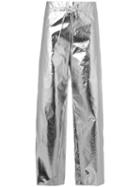 Paco Rabanne - Metallic (grey) Drawstring Straight Trousers - Women - Cotton/polyurethane - 36, Cotton/polyurethane