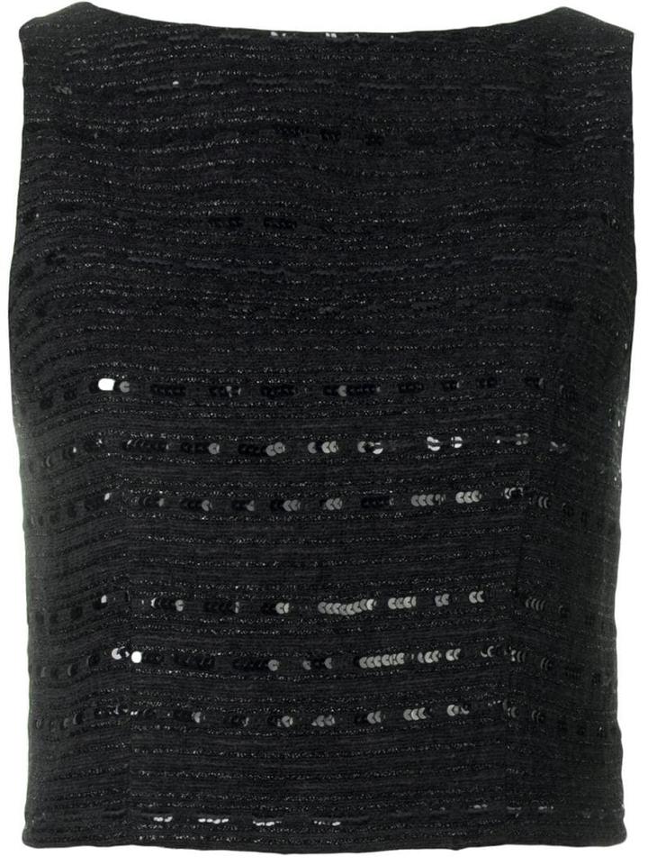 Chanel Pre-owned Sequin Embroidery Crop Top - Black