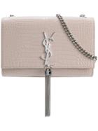 Saint Laurent Textured Monogram Shoulder Bag - Pink & Purple