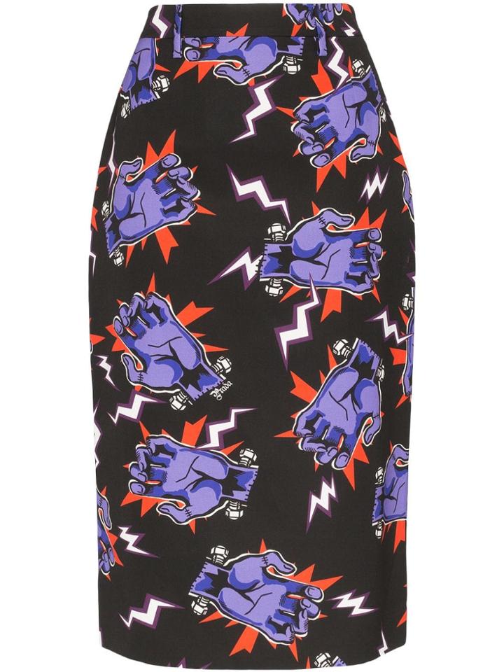 Prada Frankenstein Hand Pencil Skirt - Black