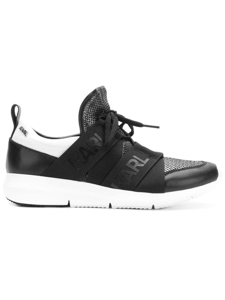 Karl Lagerfeld Logo Banded Runner Sneakers - Black
