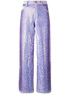 Ashish Wide Leg Sequin Jeans, Women's, Size: Small, Pink/purple, Cotton/sequin