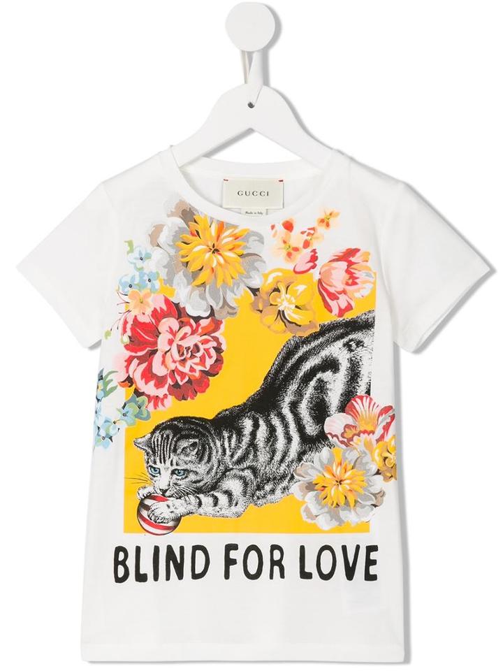 Gucci Kids Blind For Love Print T-shirt, Girl's, Size: 8 Yrs, Ivory
