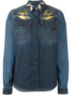 Roberto Cavalli Embroidered Birds Denim Shirt