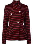 Proenza Schouler Wrap Front Striped Jacket, Women's, Size: 8, Black, Cotton/viscose/wool